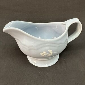 Pfaltzgraff 'Bouquet' 6" Light Blue Ceramic Handled Gravy Boat, Vintage